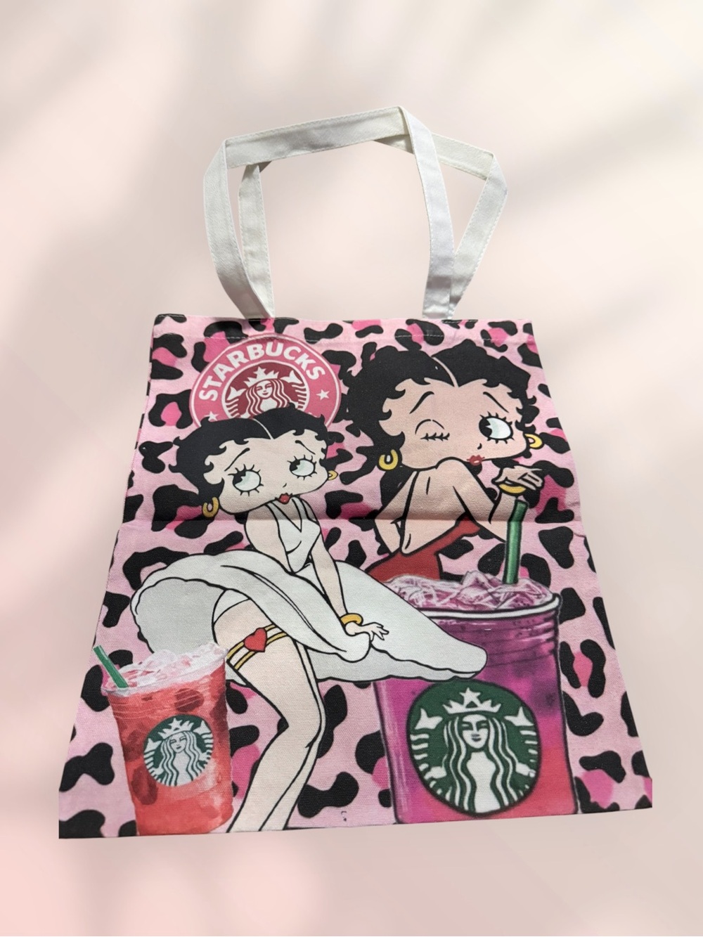 Pink Betty Boop Print canvas Tote Bag New Super Cute!